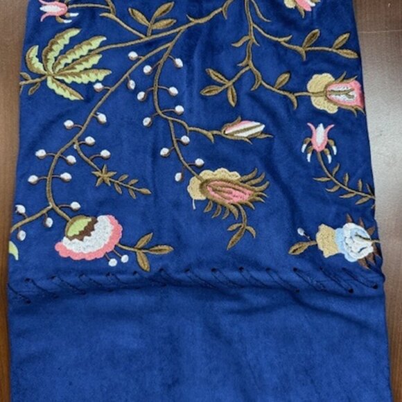 NWT Lulus New Song Navy Blue Suede Embroidered Mini Skirt - Picture 5 of 7